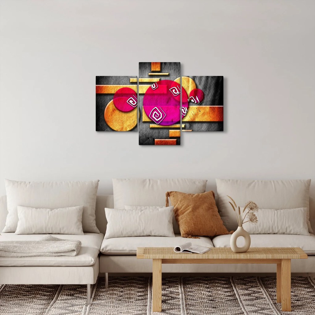 Tablou abstract cu simboluri istorice (90x60 cm)