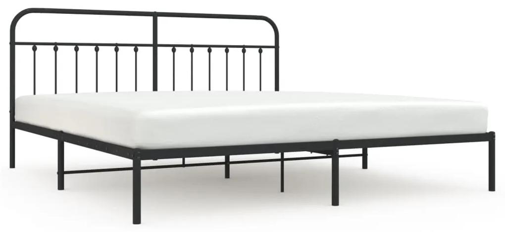 352585 vidaXL Cadru de pat metalic cu tăblie, negru, 200x200 cm