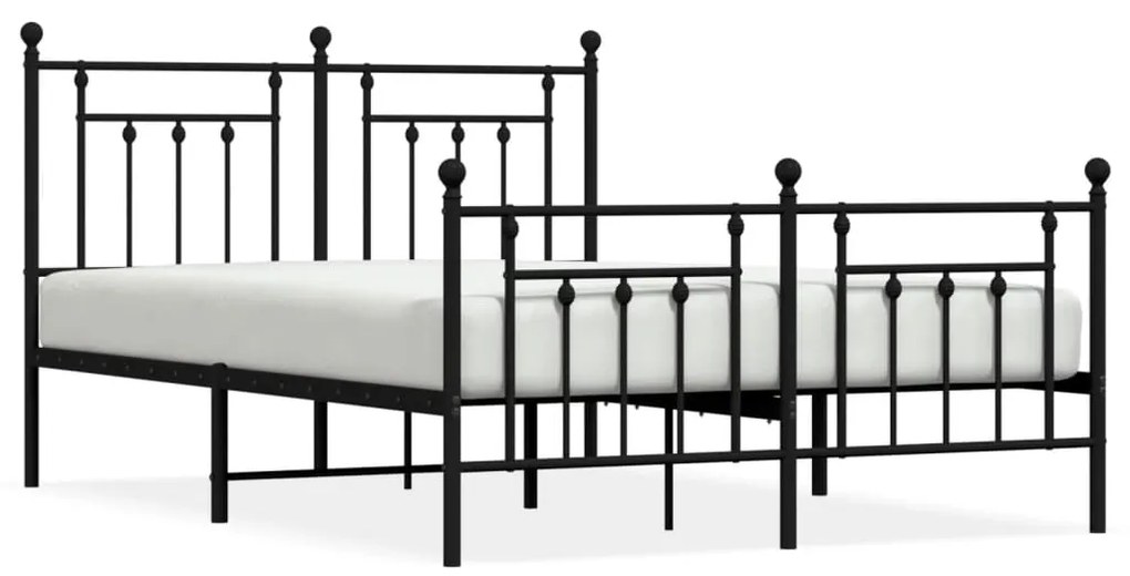 353557 vidaXL Cadru pat metalic cu tăblie de cap/picioare, negru, 150x200 cm