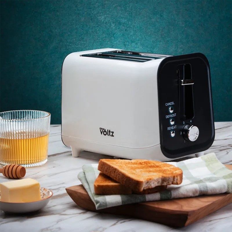 Prajitor de paine Oliver Voltz OV51440H, 800W, 4 trepte, 3 functii, Timer, Auto-centrare, Alb