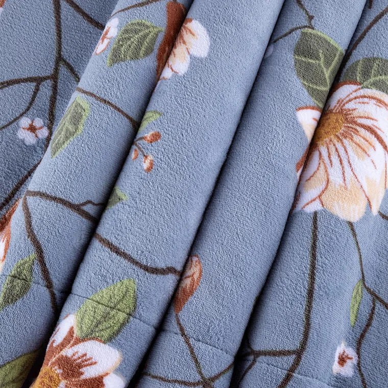 Pătură cu blăniță MAGNOLII aurie 150 x 200 cm