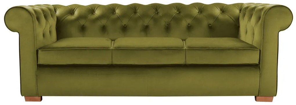 Canapea Oxford Chesterfield, 93x214x75 cm, 3 locuri, Olive