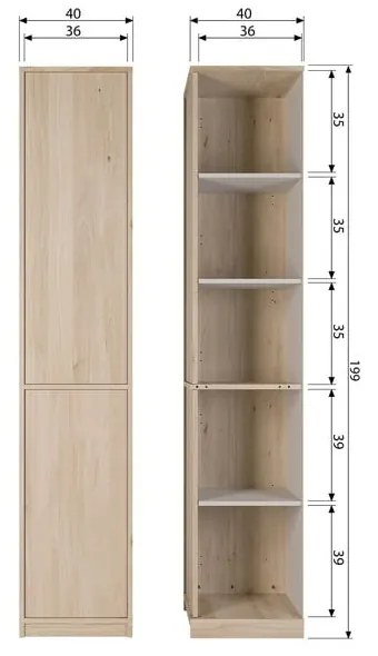 Dulap modular cu aspect de lemn de stejar 40x199 cm Modulair – vtwonen