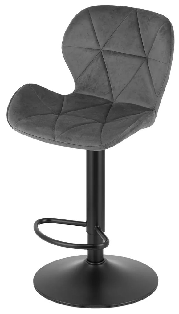 Scaun de bar cu picior negru WEST VELVET, gri