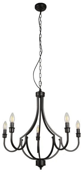 Lustră pe lanț Searchlight 82915-5BK LODGE 5xE14/60W/230V negru
