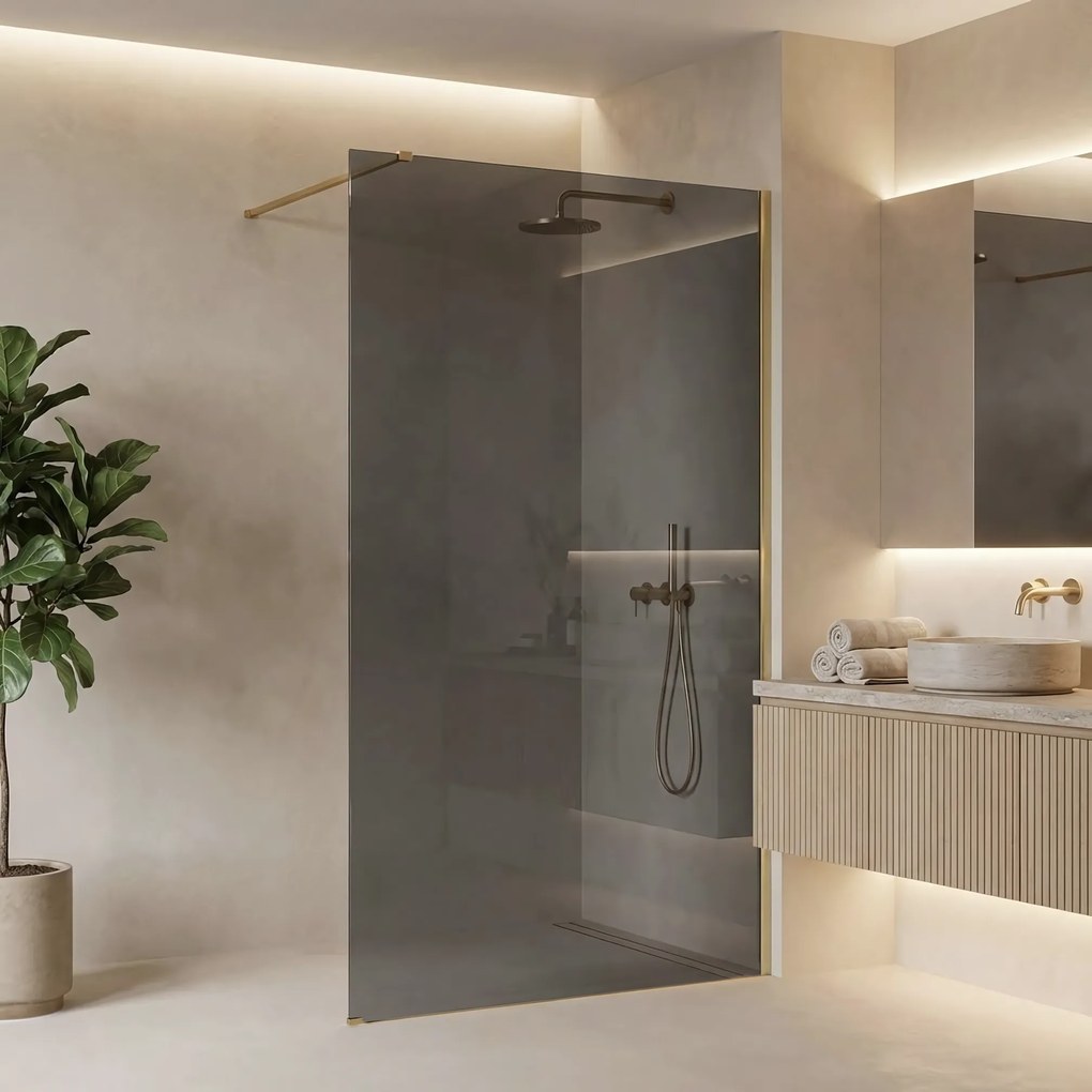 Paravan de dus Rea Flexi Grey / Brush Gold 140