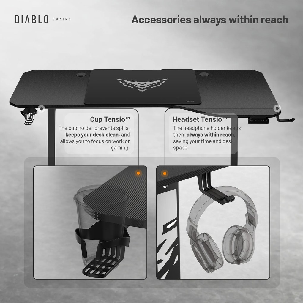 Birou Cu Înalțime Reglabilă Diablo X-Tensio 1600 Negru