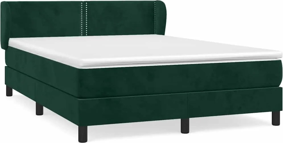 vidaXL Pat box spring cu saltea, verde închis, 140x200 cm, catifea