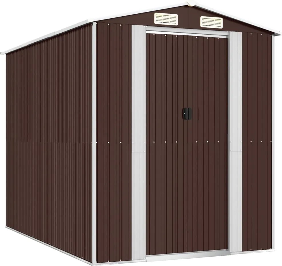 vidaXL Șopron de grădină, maro închis, 192x274x223 cm, oțel galvanizat