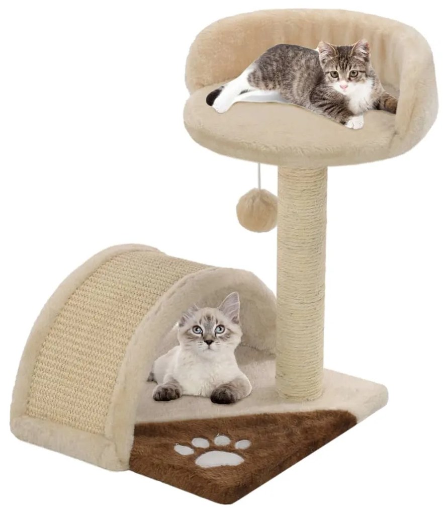 vidaXL Ansamblu pisici cu stâlpi funie sisal, bej și maro, 40 cm