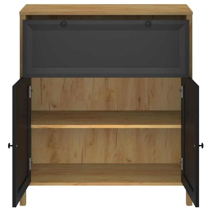 Comodă Bruselas 1 (stejar craft auriu + negru) . 1116781