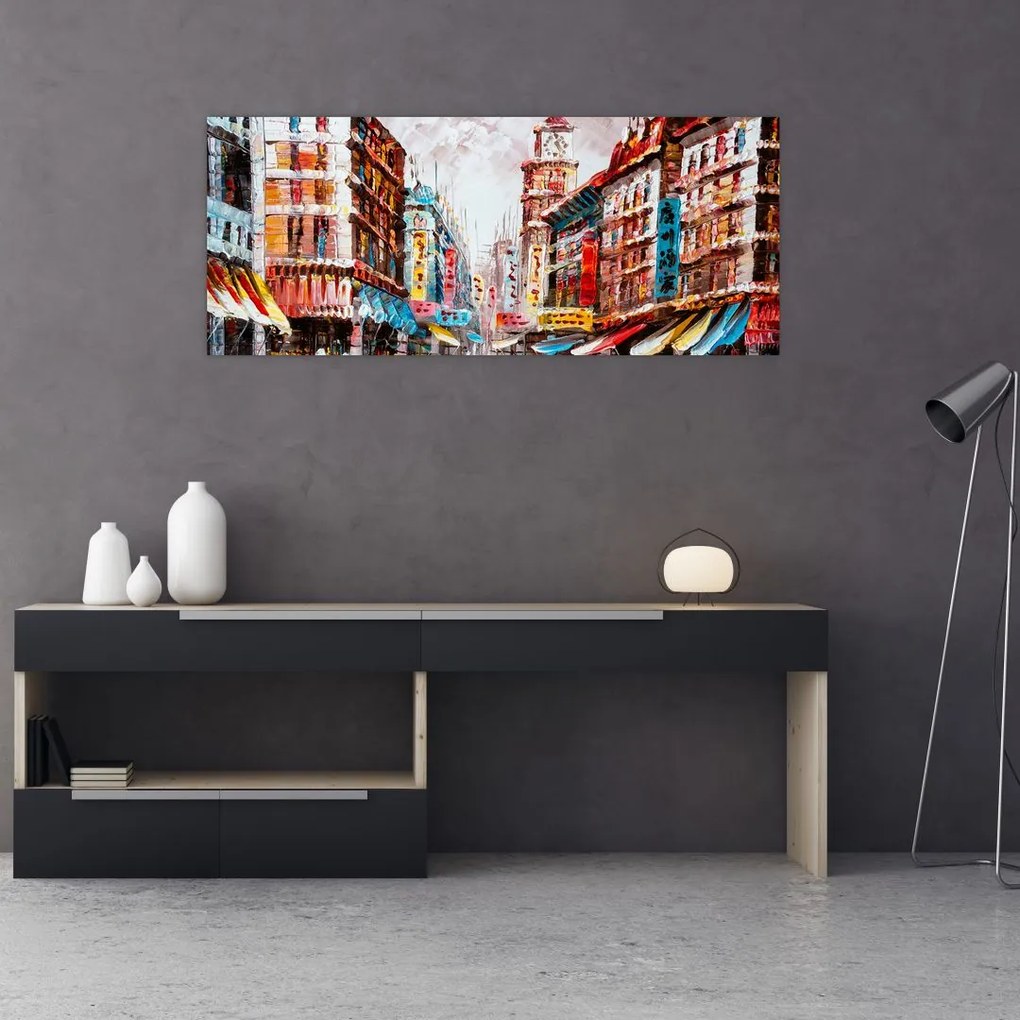 Tablou - Hong Kong, pictură în ulei (120x50 cm)