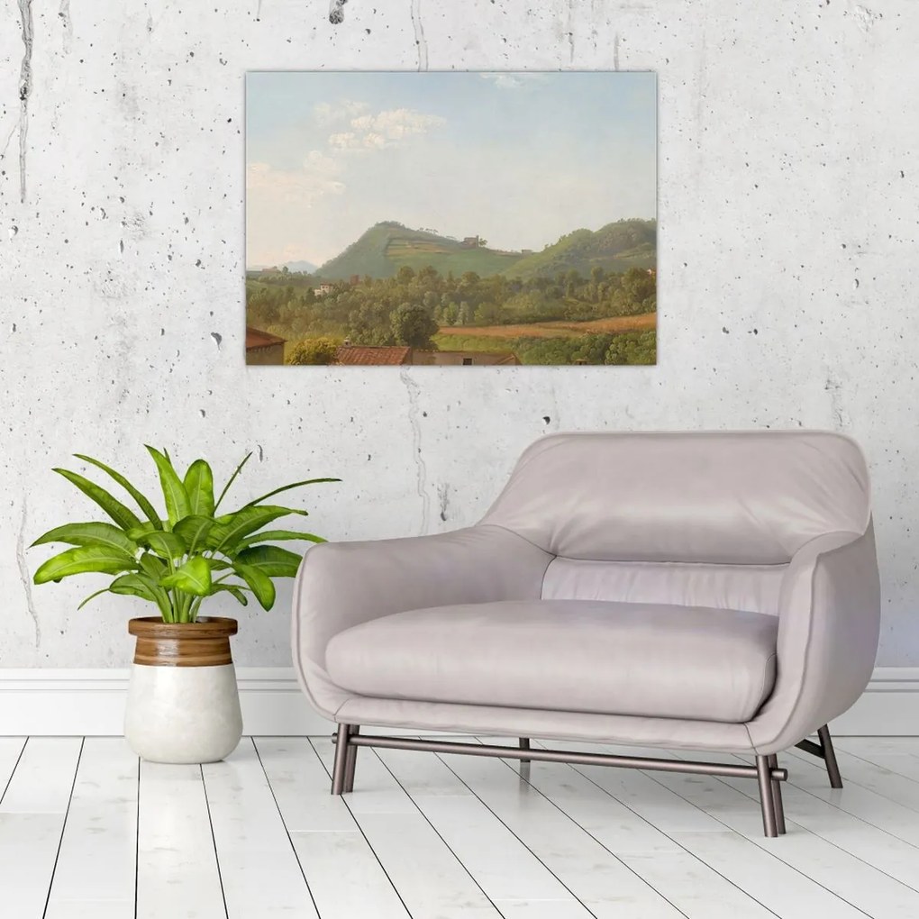 Tablou pe sticlă - Simon Denis,  View Near Naples, reproducere (70x50 cm)