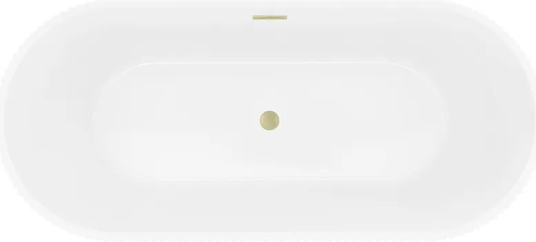Mexen Yara cadă de baie freestanding canelată 170 x 75 cm, albă, preaplin auriu periat - 52861707500-55