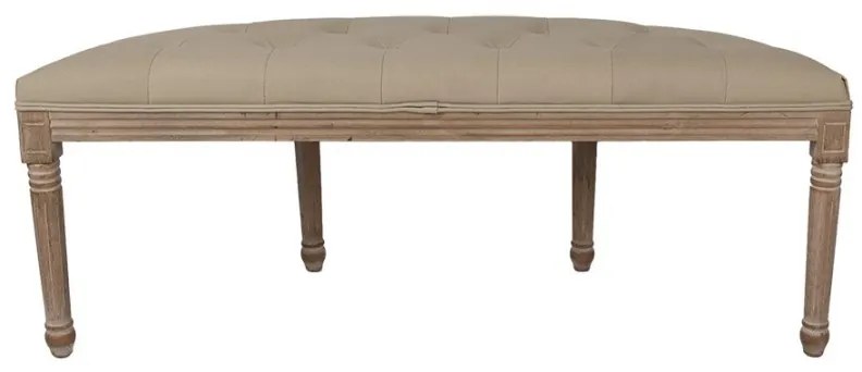Bancheta shabby chic 2 locuri, semirotund, bej, stofa, 125x41x48 cm