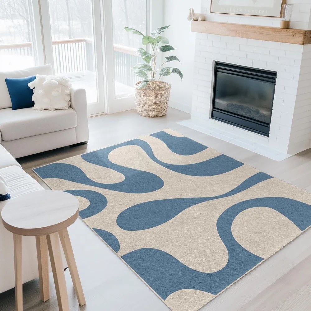 Covor tip traversă albastru lavabil 60x230 cm Blue Latte – Mila Home