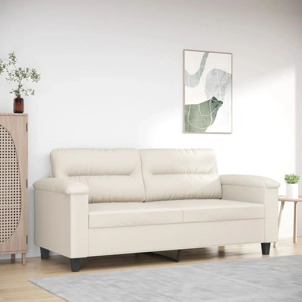 349252 vidaXL Canapea cu 2 locuri, crem, 140 cm, piele ecologică