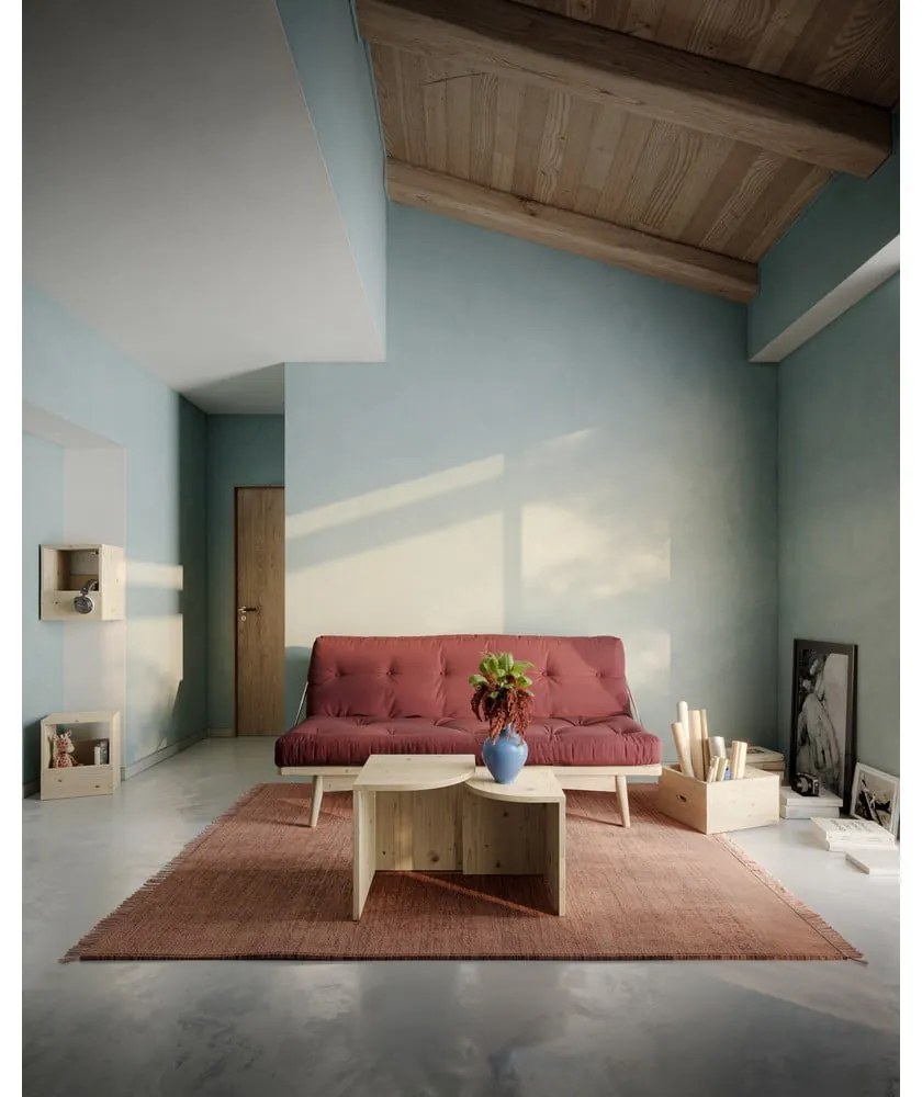 Canapea variabilă cu tapițerie din catifea reiată Karup Design Folk Raw/Pale Blue