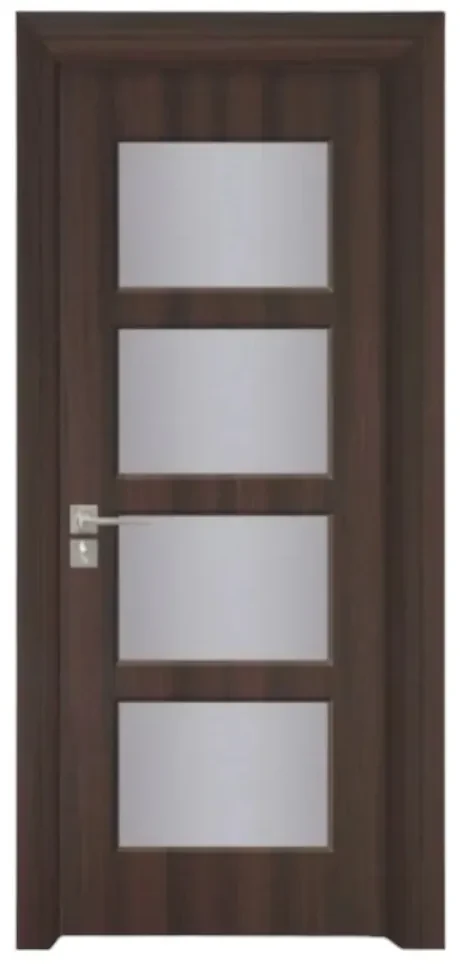 Usa Interior din MDF Novo Doors ND317, Cadru din Lemn Masiv, Geam Sablat, KIT COMPLET, Toc , Manere si balamale incluse (Culoare: Crem, Dimensiune: