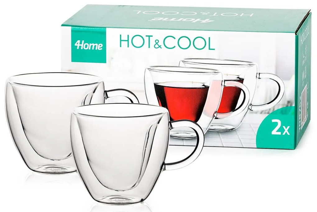 Pahare termo 4Home Big Heart Hot&Cool 250 ml, 2 buc