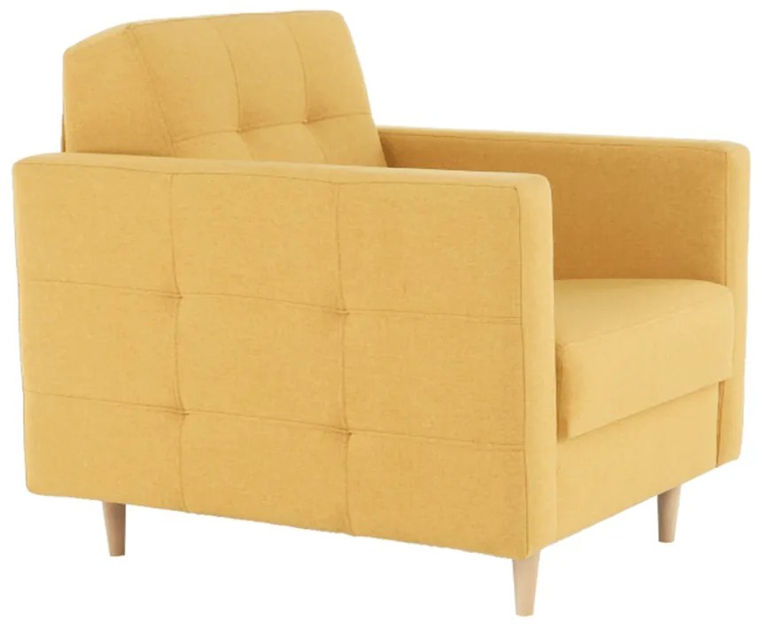 Fotoliu complet tapiţat, material textil muştar, AMEDIA