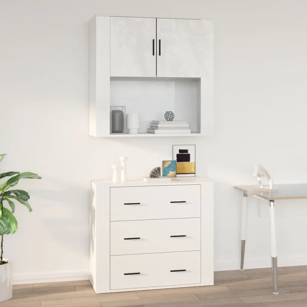 816586 vidaXL Dulap de perete, alb extralucios, 80x33x80 cm, lemn compozit