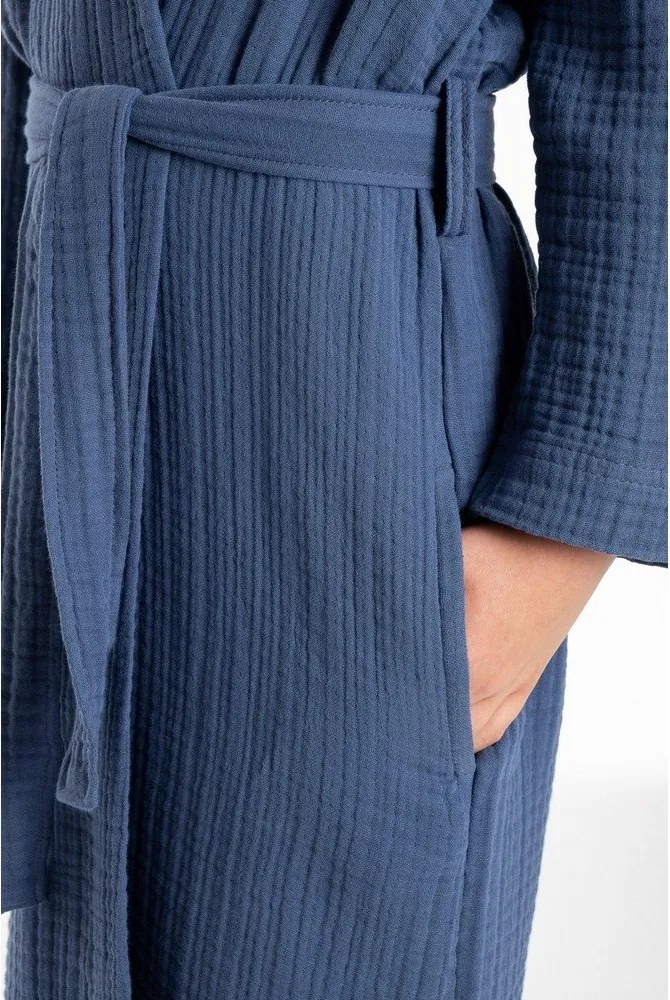 Halat pentru copii albastru închis pentru 5-6 ani din muselină Muslin – Foutastic