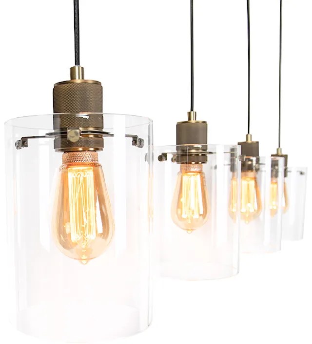 Lampă suspendată scandinavă bronz cu sticlă 4 lumini - Dome