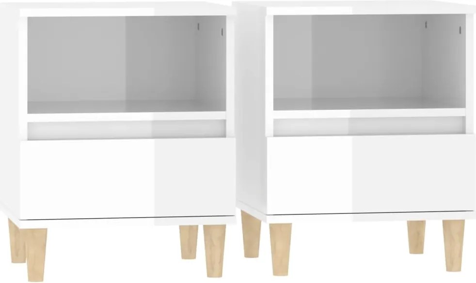 vidaXL Noptiere, 2 buc., alb extralucios, 40x35x50 cm