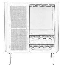 Dulap vinotecă crem din ratan pentru 8 sticle, 90x100 cm Amaya – White Label