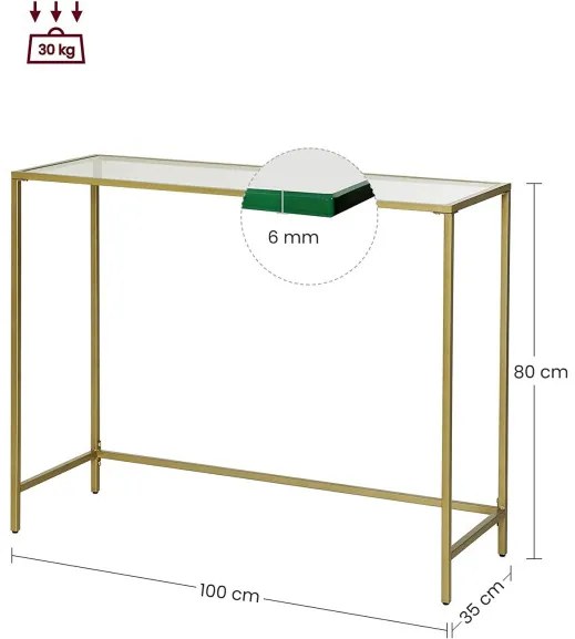 Consola Cu Picioare Reglabile, Auriu, 100 X 35 Cm