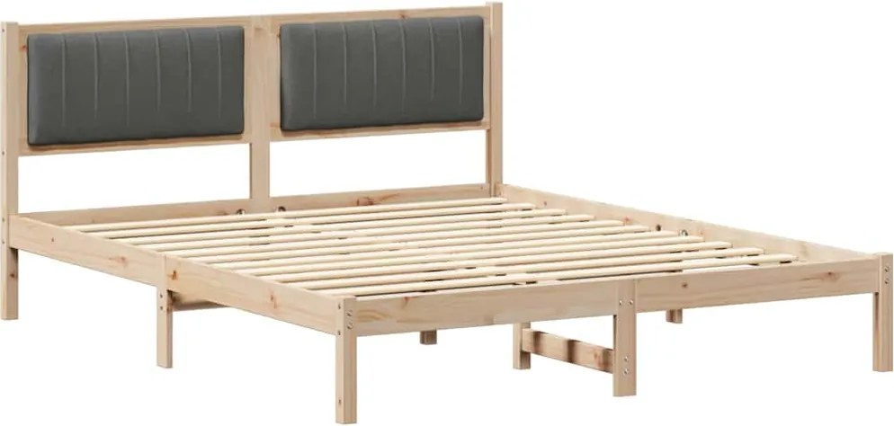 vidaXL Cadru de pat cu tăblie tapițată Gri închis 160 x 200 cm