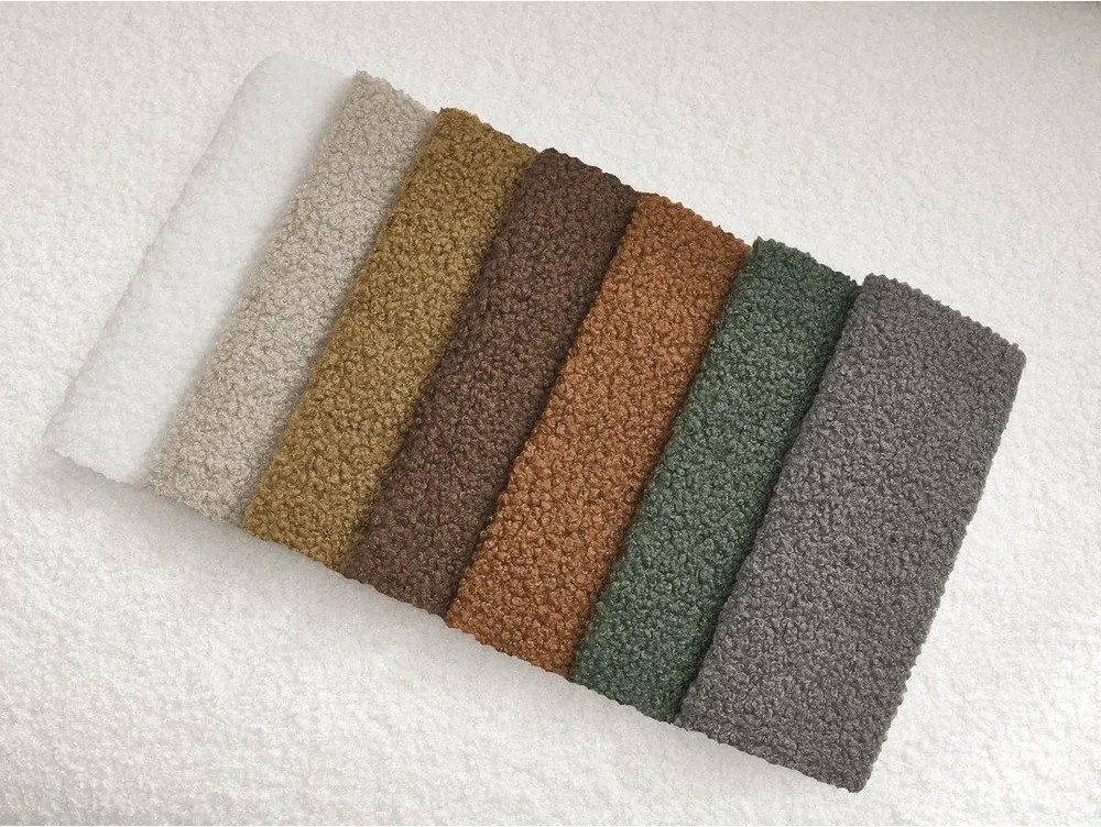 Fotoliu alb pivotant cu tapițerie din țesătură bouclé Elina – Bobochic Paris