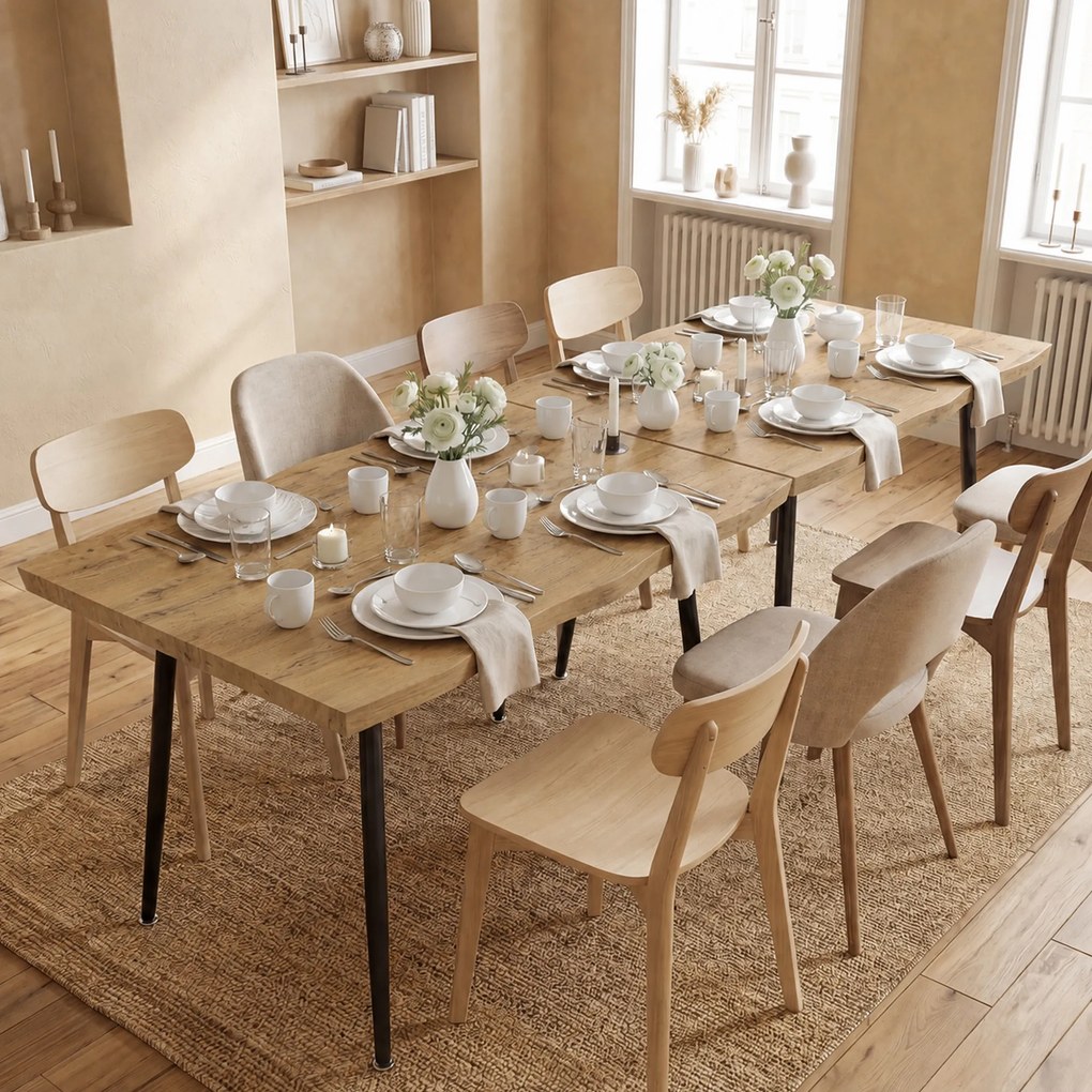 HOMCOM Masă de dining dreptunghiulară pentru 4 persoane, 110x70 cm, stejar/negru | Aosom Romania