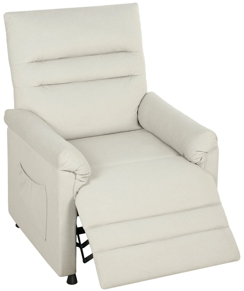 HOMCOM Fotoliu relax electric masaj și încălzire, fotoliu inclinabil, suport pentru picioare, motor silențios, 82x99x106cm, crem | Aosom Romania