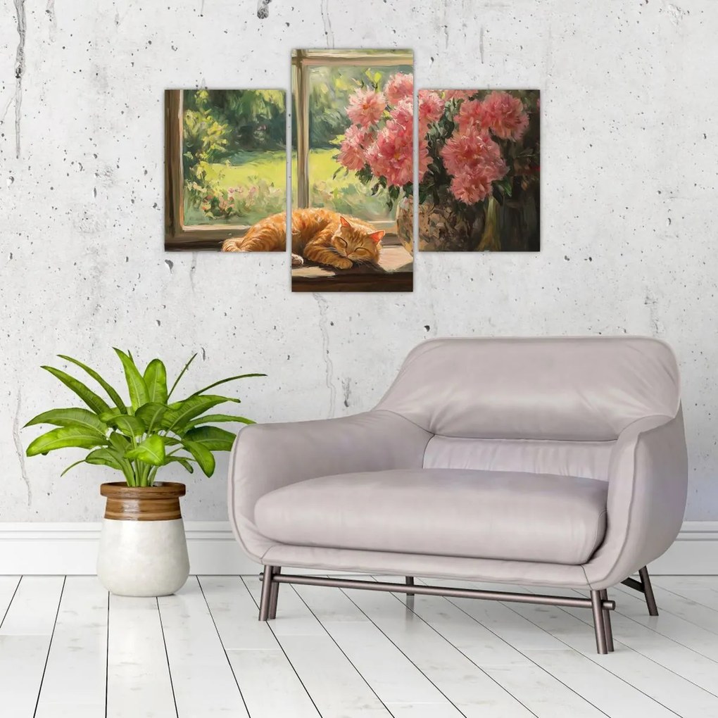 Tablou - Pisică la fereastră (90x60 cm)