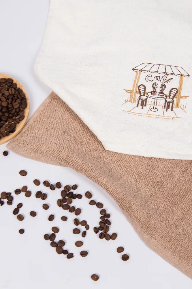 Prosoape de bucătărie CAFE, 2 buc Crem-Muștar /Cream-Mustard Set (2 buc, 40x60 cm)