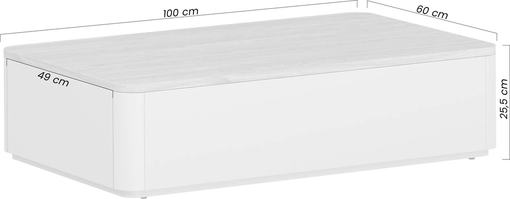 Măsuță de cafea Amilio 100 cm cu sertare - eucalipt / stejar baltic dune