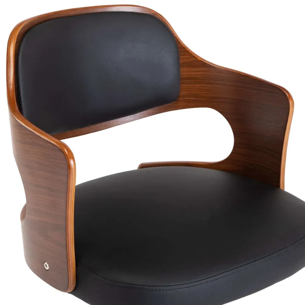 Scaun de birou pivotant, negru, lemn curbat si piele ecologica 1, black and dark brown