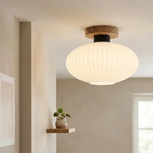 Plafonieră HARMA WOOD 1xE27/15W/230V stejar/alb, Ø 25 cm