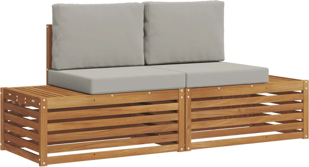 vidaXL Set de canapele de exterior 2 Bucată Gri natural și deschis