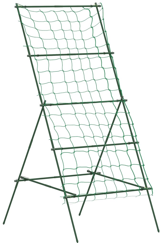 Outsunny Suport Metalic de Grădină în Forma de A cu Plasă de Susținere, 101x133x227 cm, Verde | Aosom Romania