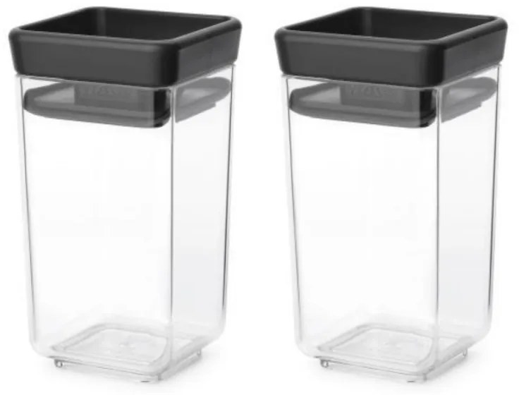 Set 2 borcane pentru condimente Brabantia Tasty+ Stackable 1008883, 150 ml, Fara BPA, Capac, Transparent/Gri inchis