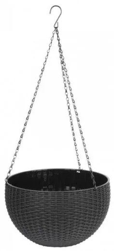 Ghiveci de flori suspendat, gri, 26x16 cm