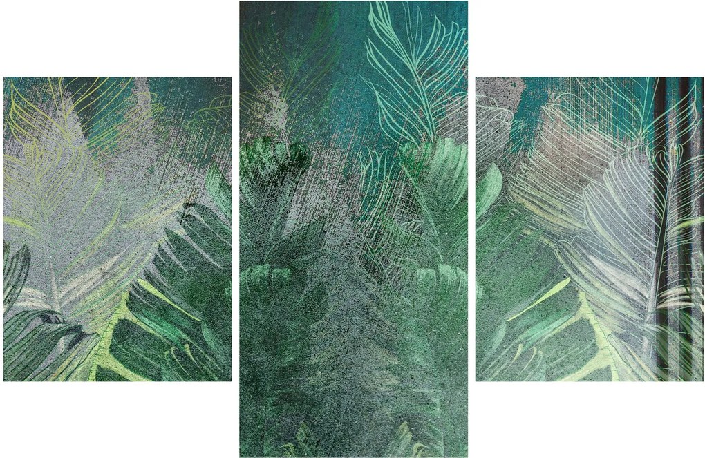 Tablou - Textura de beton cu frunze (90x60 cm)