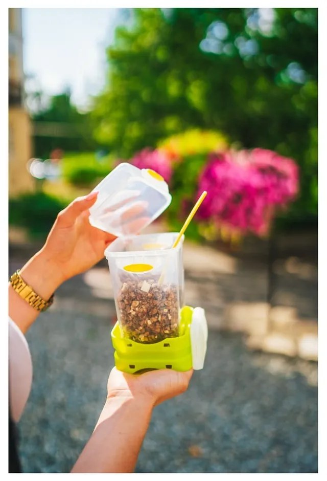 Cutie pentru prânz cu tacâmuri Vialli Design, 650ml+230m, verde