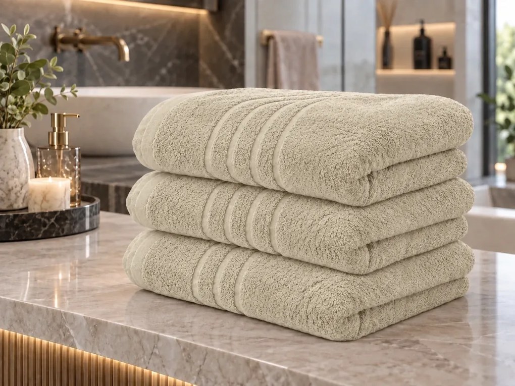 Prosop CONFORT Maxi 100x200 cm crem, 100% bumbac