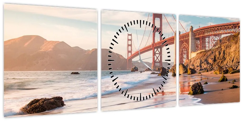 Tablou - Golden Gate Bridge (cu ceas) (90x30 cm)