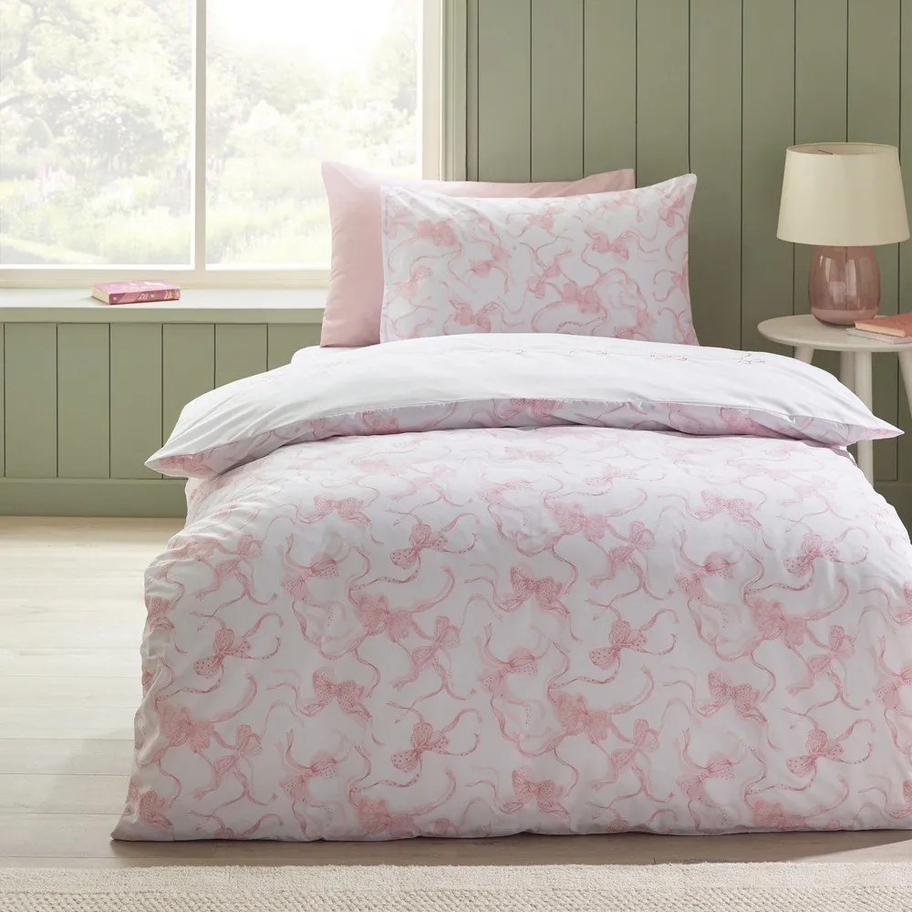 Lenjerie de pat albă pentru pat de o persoană 135x200 cm Bow Embroidery – Catherine Lansfield