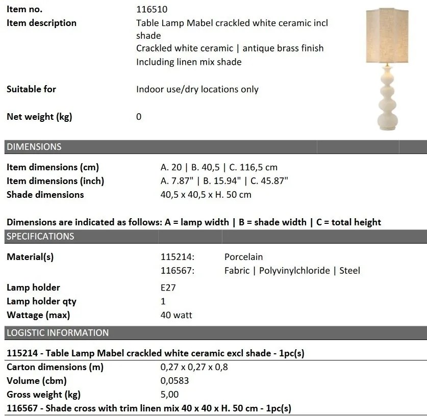 Veioza, Lampa de masa inalta design LUX Mabel